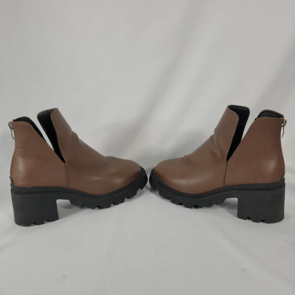 Qupid Ankle Boots Women 7 Brown Platform Lug Sole Chunky Heel Y2K Fairy Grunge